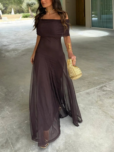 Zoe – Off Shoulder Chiffon Maxi Dress