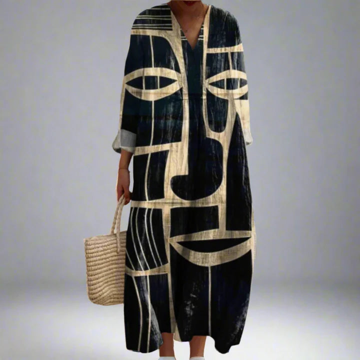 Lorna – Tribal-Inspired Artistic Midi Dress