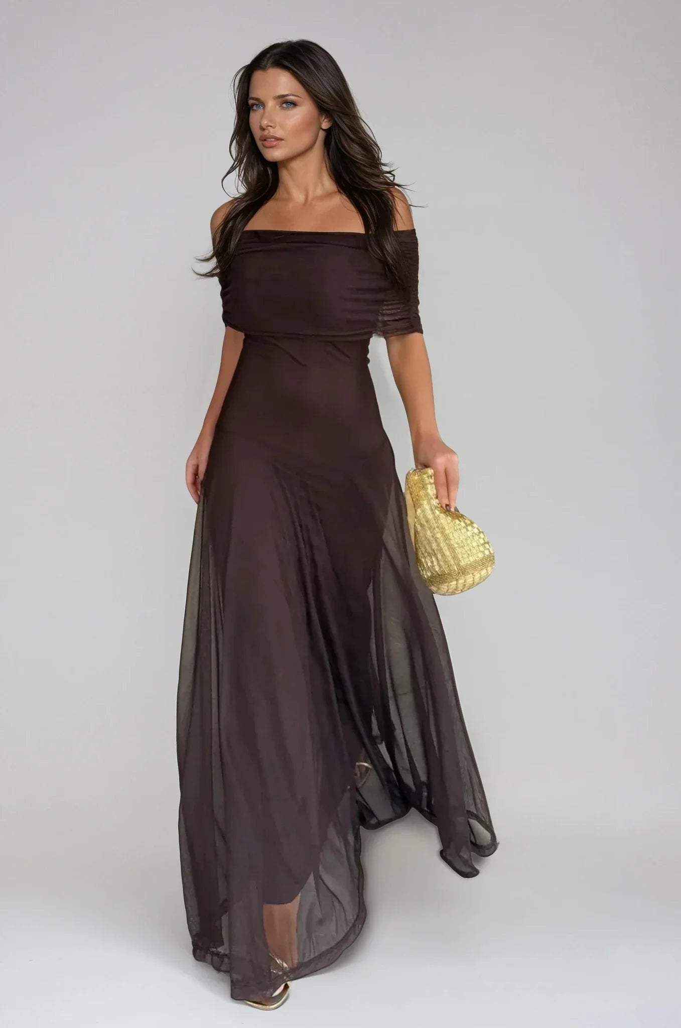 Zoe – Off Shoulder Chiffon Maxi Dress