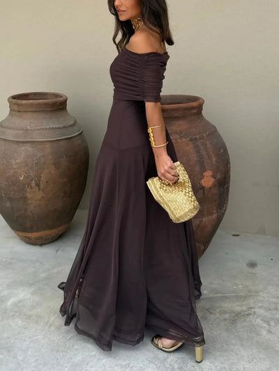 Zoe – Off Shoulder Chiffon Maxi Dress