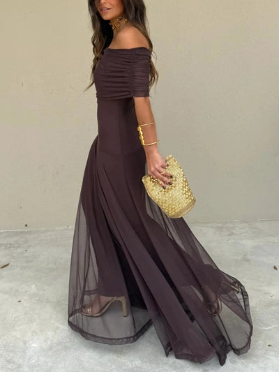 Zoe – Off Shoulder Chiffon Maxi Dress