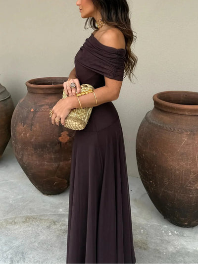 Zoe – Off Shoulder Chiffon Maxi Dress