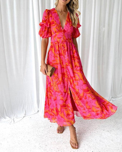 Clara – Elegant V-Neck Maxi Dress