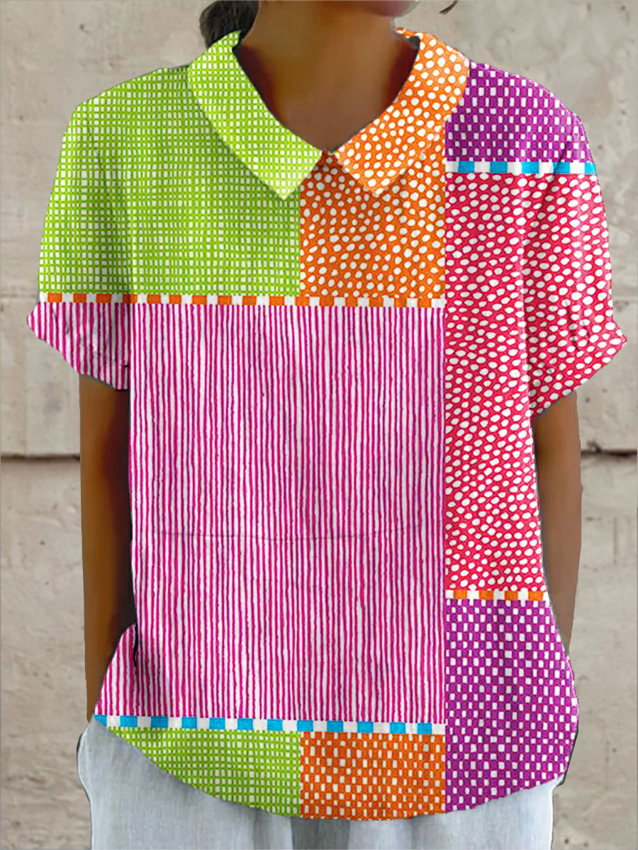 Zoe – Colourful Patchwork Shirt