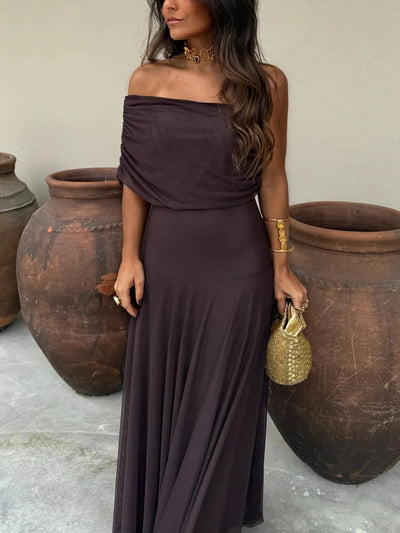 Zoe – Off Shoulder Chiffon Maxi Dress