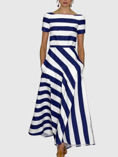 Madeline – Striped Off-Shoulder Maxi Dress