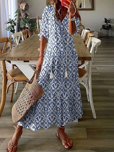 Sophia – Boho Vintage V-Neck Dress