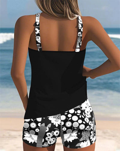 Yvette - Swimsuit Tank Top with Printed Boxer Set