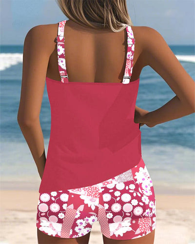 Yvette - Swimsuit Tank Top with Printed Boxer Set