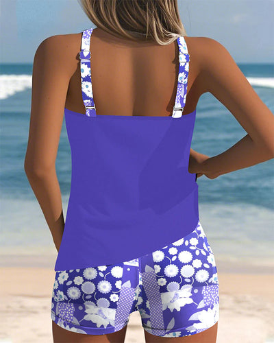 Yvette - Swimsuit Tank Top with Printed Boxer Set