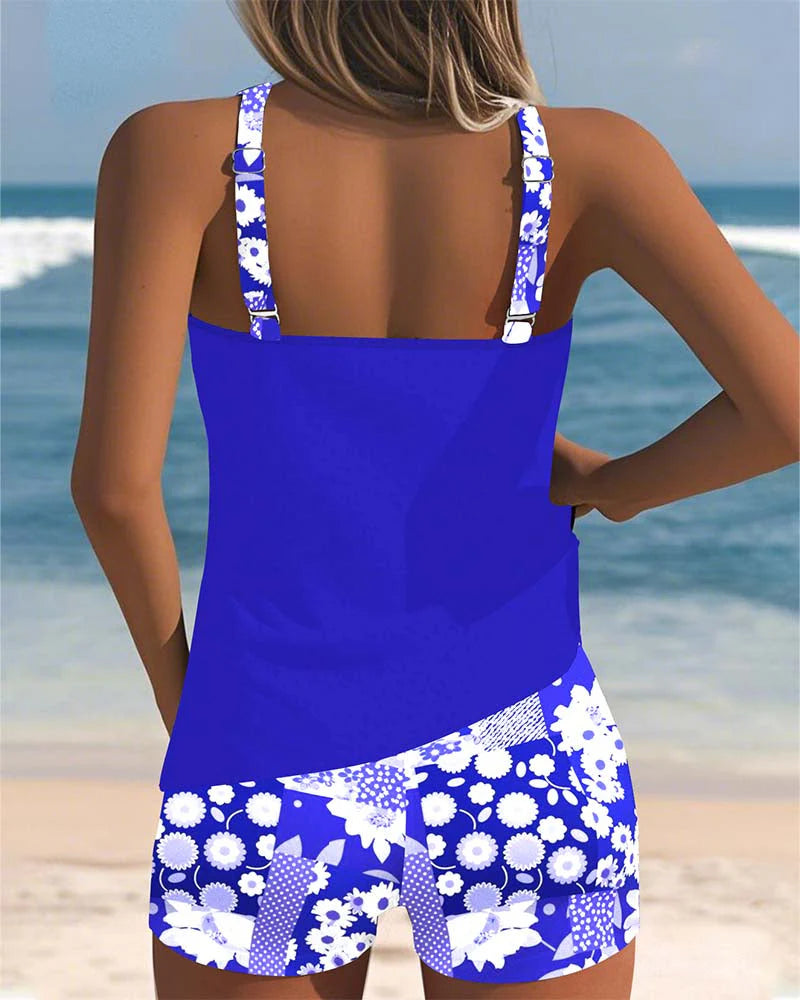 Yvette - Swimsuit Tank Top with Printed Boxer Set