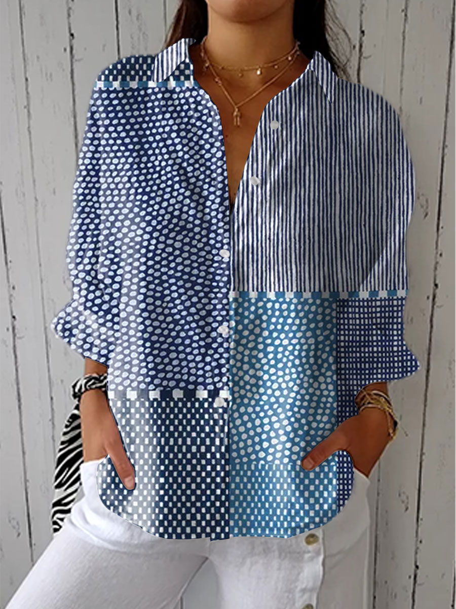 Fiora – Ocean Patchwork Blouse