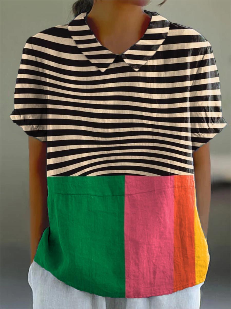 Eva – Bold Stripe Color Block Shirt