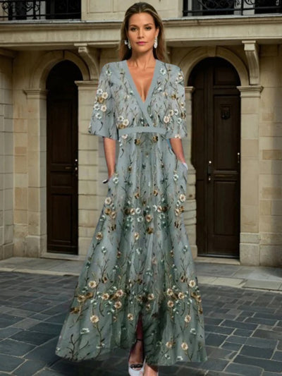 Hazel – Elegant V-Neck Boho Dress