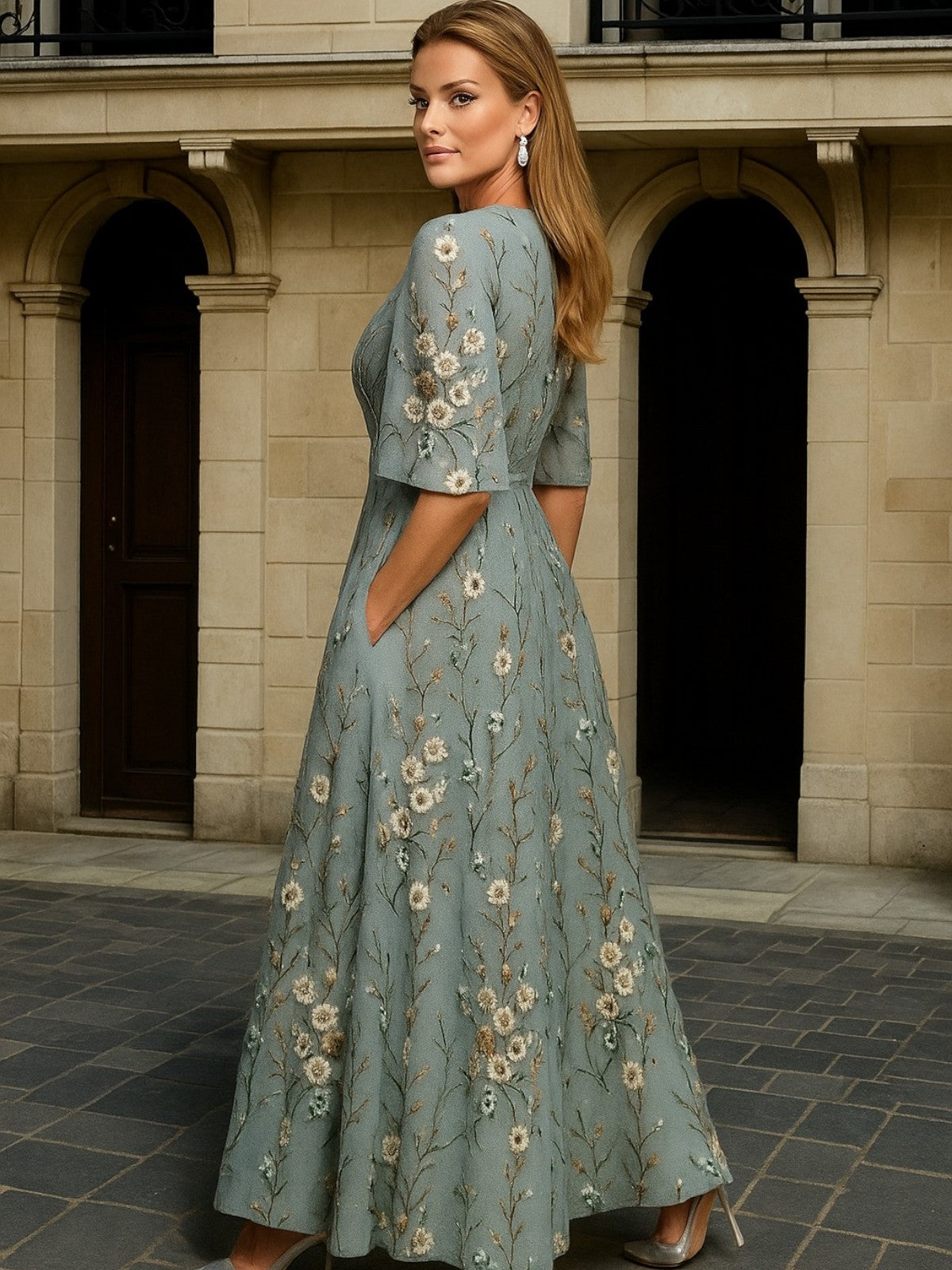 Hazel – Elegant V-Neck Boho Dress