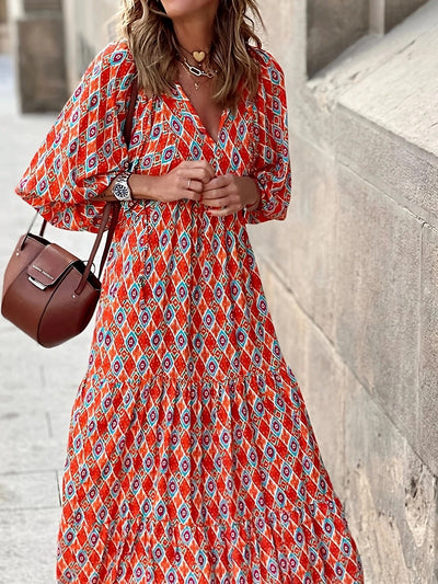 Noelle – Boho Puff Sleeve Maxi Dress