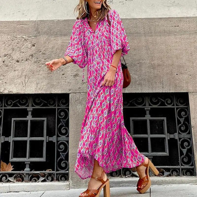 Noelle – Boho Puff Sleeve Maxi Dress