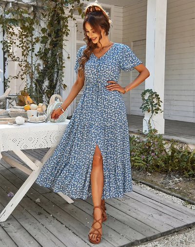 Adalina – Boho Floral Maxi Dress